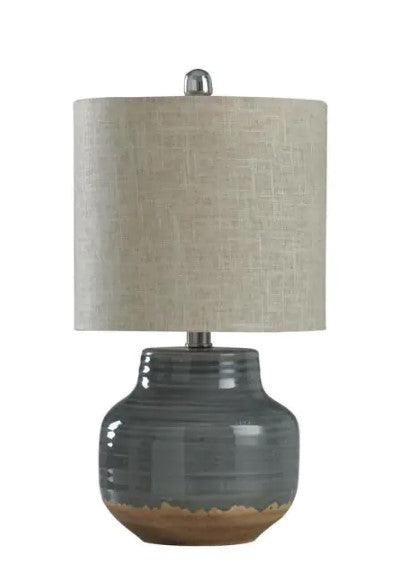 19.5 in. Prova Grey Table Lamp with Beige Hardback Fabric Shade