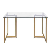 Load image into Gallery viewer, Slip Tempered Glass Top Gold Base Elegant Dining Table
