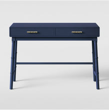 Load image into Gallery viewer, Oslari Wood Writing Desk with Drawers Blue
