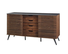 Load image into Gallery viewer, Alvita Boho Slatted Siding Door Sideboard
