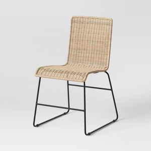 Chapin Modern Woven Dining Chair with Metal Legs Natural