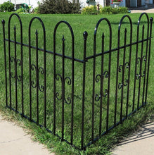 Load image into Gallery viewer, 2-Piece Decorative Finial Garden Landscape Iron Border Fence, Black 3 ft by 8 ft
