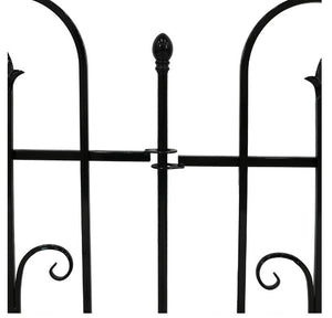 2-Piece Decorative Finial Garden Landscape Iron Border Fence, Black 3 ft by 8 ft