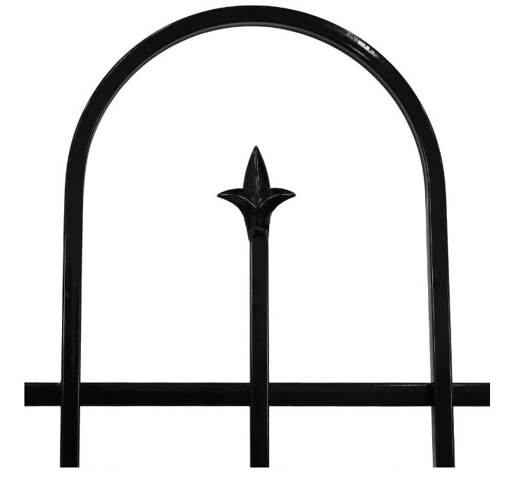 2-Piece Decorative Finial Garden Landscape Iron Border Fence, Black 3 ft by 8 ft