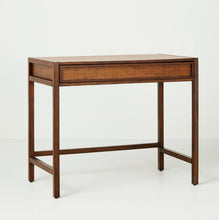 Load image into Gallery viewer, Wood &amp; Cane Transitional Writing Desk
