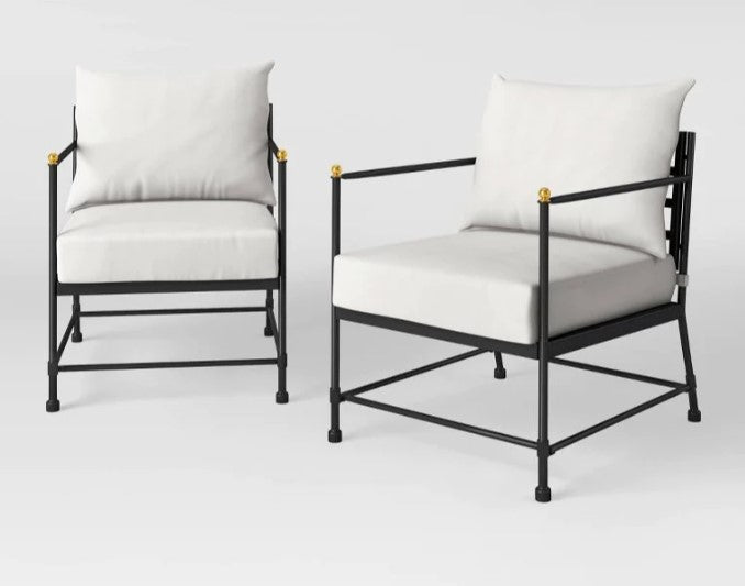 29.25 Inches (H) x 24.02 Inches (W) x 28.39 Inches (D) Midway 2 Pack Metal Patio Club Chairs Black