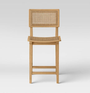 38 Inches (H) x 18 Inches (W) x 20 Inches (D) Tormod Backed Cane Counter Height Barstool