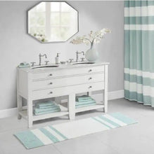 Load image into Gallery viewer, Aqua 24 in. x 72 in. Spa Cotton Reversible Bath Mat Rug
