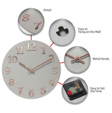 Load image into Gallery viewer, 12 inch Modern Wall Clock, Vogue by Infinity Instruments, Grey
