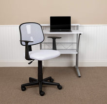 Load image into Gallery viewer, 23&quot;D x 23&quot;W x 36.25&quot;H Flash Fundamentals White Mesh Swivel Office Chair with Swivel Back and Arms

