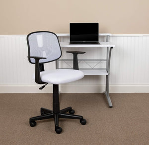 23"D x 23"W x 36.25"H Flash Fundamentals White Mesh Swivel Office Chair with Swivel Back and Arms