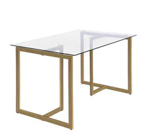 Load image into Gallery viewer, Slip Tempered Glass Top Gold Base Elegant Dining Table
