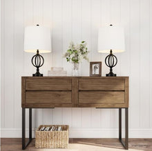 Load image into Gallery viewer, 25 in. Openwork Black Iron Orb Table Lamps (Set of 2)
