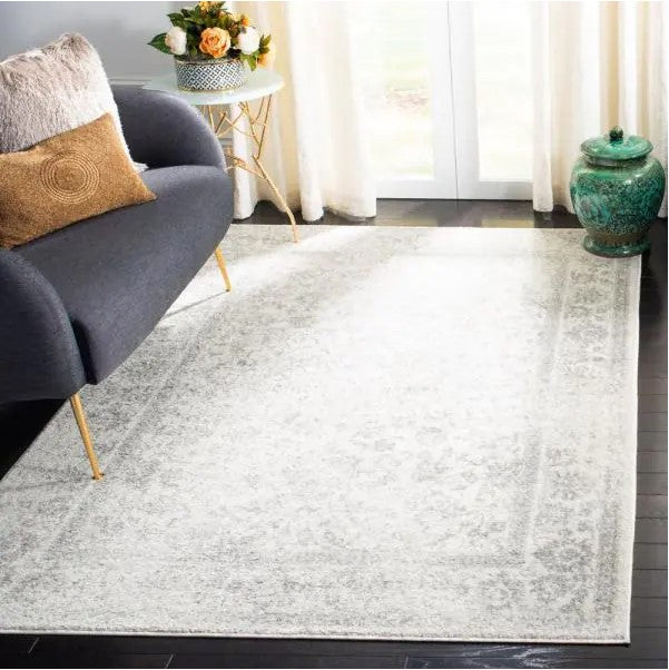 Adirondack Ivory/Silver 5 ft. x 5 ft. Square Border Area Rug
