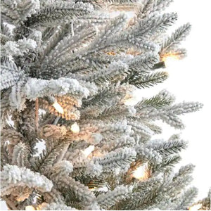 3 ft. Flocked Fraser Fir Artificial Christmas Tree with 200 Warm White Lights and 481 Bendable Branches