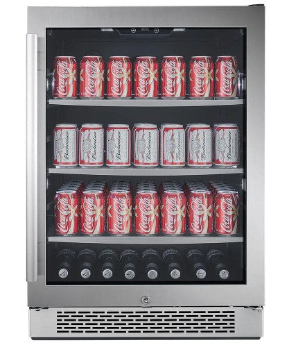 140 Can 24 in. Built-in Beverage Cooler in Black and Stainless Steel 4821RR