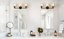 Load image into Gallery viewer, Industrial 3-Light Bathroom Vanity Light Black Wall Sconces
