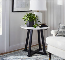 Load image into Gallery viewer, Round Marble Accent Table White/Black
