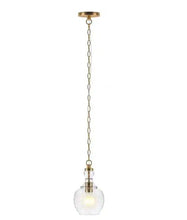 Load image into Gallery viewer, Verona 1-Light Brushed Brass Pendant with Seeded Glass Shade
