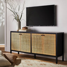 Load image into Gallery viewer, Springville Caned Door TV Stand for TVs up to 60" Black
