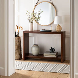 Fullerton Wood Console Table with Shelf Brown