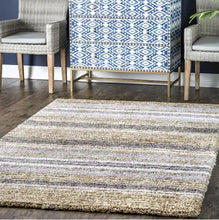 Load image into Gallery viewer, Classie Striped Shag Denim 6 ft. x 9 ft. Area Rug
