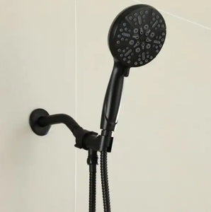 5-Spray Patterns 5 in. High Pressure Wall Mount Handheld Shower Head in Matte Black