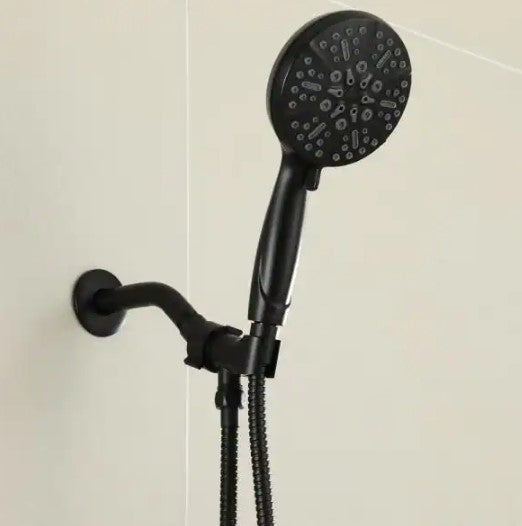 5-Spray Patterns 5 in. High Pressure Wall Mount Handheld Shower Head in Matte Black