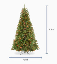 Load image into Gallery viewer, 6.5-ft North Valley Spruce Pre-lit Traditional Artificial Christmas Tree 450 Constant Multicolor (Color Lights) Incandescent Lights, 7646RR

