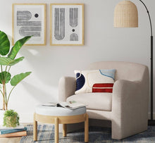 Load image into Gallery viewer, Reedsville Dowel Ottoman with Velvet Cream
