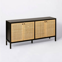 Load image into Gallery viewer, Springville Caned Door TV Stand for TVs up to 60&quot; Black
