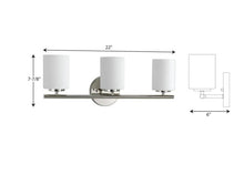 Load image into Gallery viewer, Replay Collection 3-Light Polished Nickel Etched White Glass Modern Bath Vanity Light 949AH
