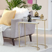 Load image into Gallery viewer, Set of 2 Kingston Nesting Side Tables White/Gold
