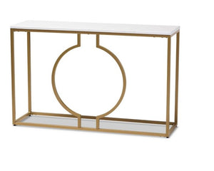 Caldwell Metal Console Table with Faux Marble Tabletop Gold