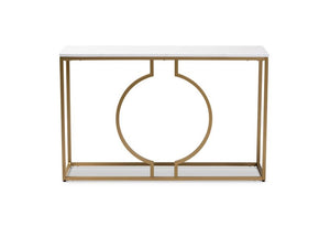 Caldwell Metal Console Table with Faux Marble Tabletop Gold