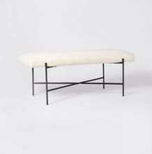 Load image into Gallery viewer, Clarkston Metal Base Upholstered Bench Cream Boucle

