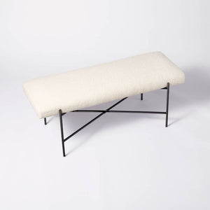 Clarkston Metal Base Upholstered Bench Cream Boucle