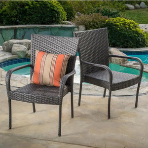 Gray Stackable Plastic Outdoor Dining Chair (Set of 3)