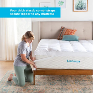 3 Inch Down Alternative Fiber Bed Mattress Topper by Linenspa Essentials - White - King