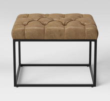 Load image into Gallery viewer, Trubeck Tufted Metal Base Ottoman Faux Leather
