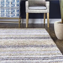 Load image into Gallery viewer, Classie Striped Shag Denim 6 ft. x 9 ft. Area Rug
