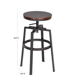Amat 24-28.9 in. Walnut Color Industrial Style Bar Stool (Set of 2) 3017AH