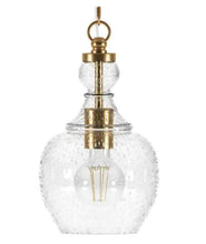 Load image into Gallery viewer, Verona 1-Light Brushed Brass Pendant with Seeded Glass Shade
