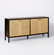 Load image into Gallery viewer, Springville Caned Door TV Stand for TVs up to 60&quot; Black
