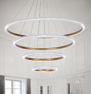 120-Watt 4-Light Integrated LED Unique Tiered Circular Chandelier