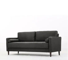 Load image into Gallery viewer, Lillith 31.1 in. Heather Grey Polyester 4-Seater Tuxedo Sofa with Square Arms
