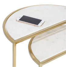 Load image into Gallery viewer, Set of 2 Kingston Nesting Side Tables White/Gold
