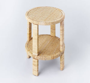 Costa Mesa Round Rattan Wrapped Accent Table Natural