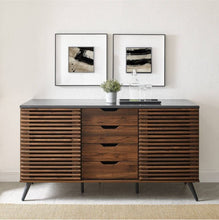 Load image into Gallery viewer, Alvita Boho Slatted Siding Door Sideboard
