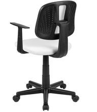Load image into Gallery viewer, 23&quot;D x 23&quot;W x 36.25&quot;H Flash Fundamentals White Mesh Swivel Office Chair with Swivel Back and Arms
